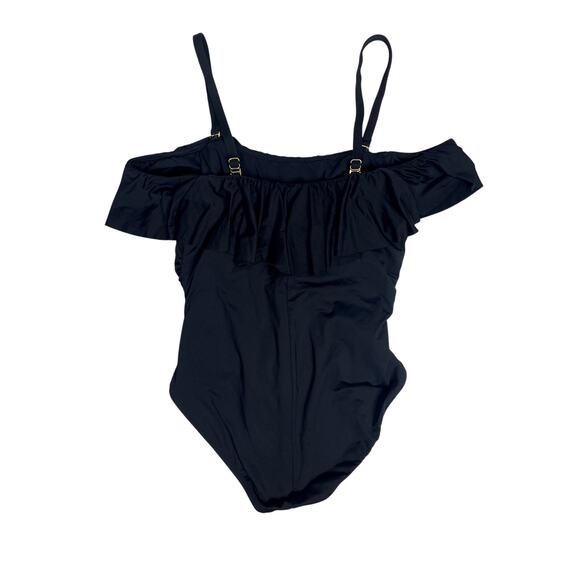 La Blanca Convertible Ruffle One-Piece Swimsuit Black 18W - Picture 7 of 8